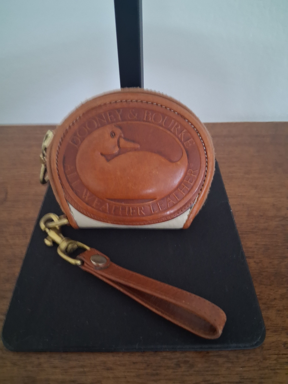 Dooney & Bourke Brown and Cream Leather Coin Wristlet Some Marks On The Bottom
